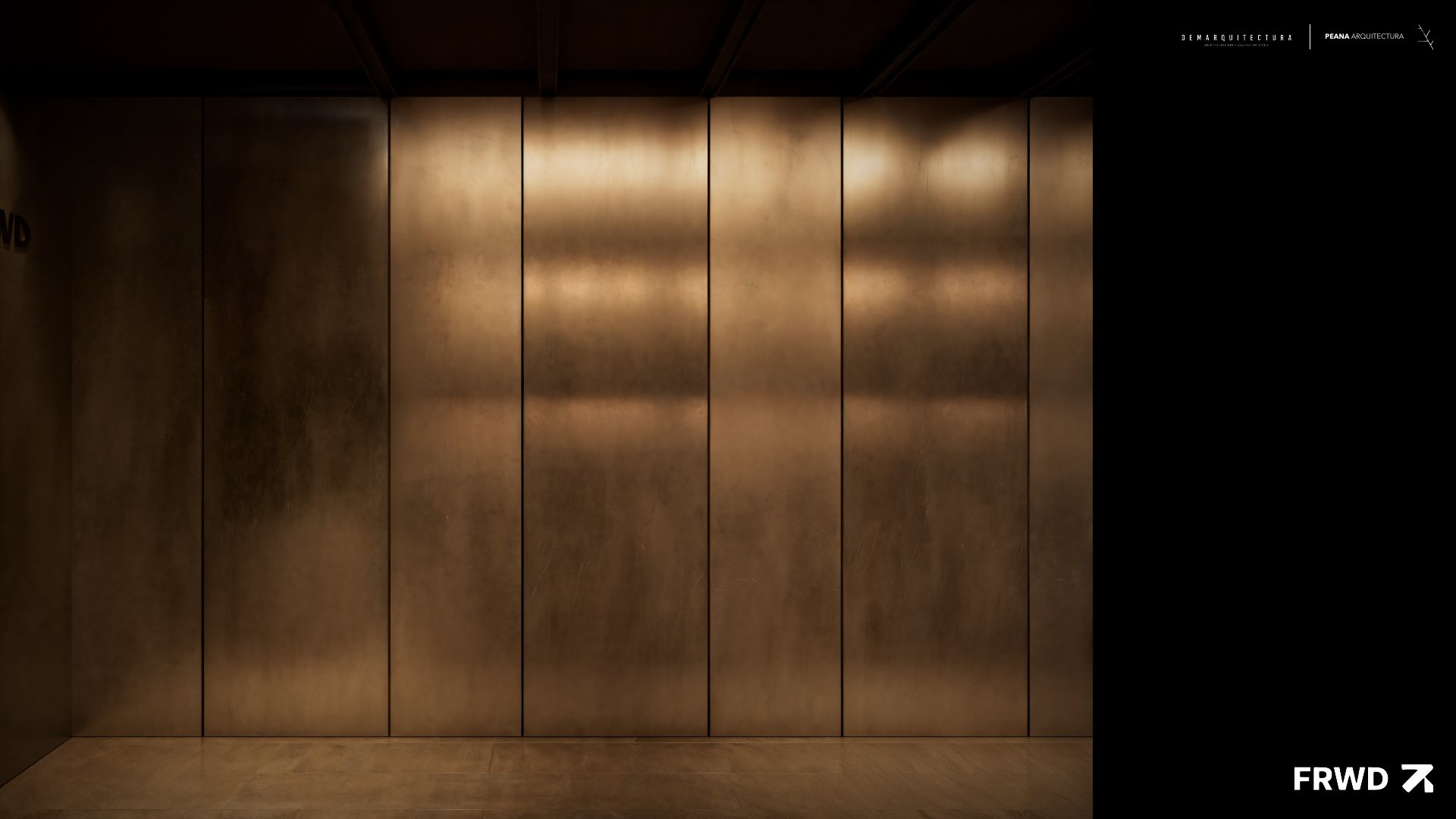 Muro de nogal iluminado